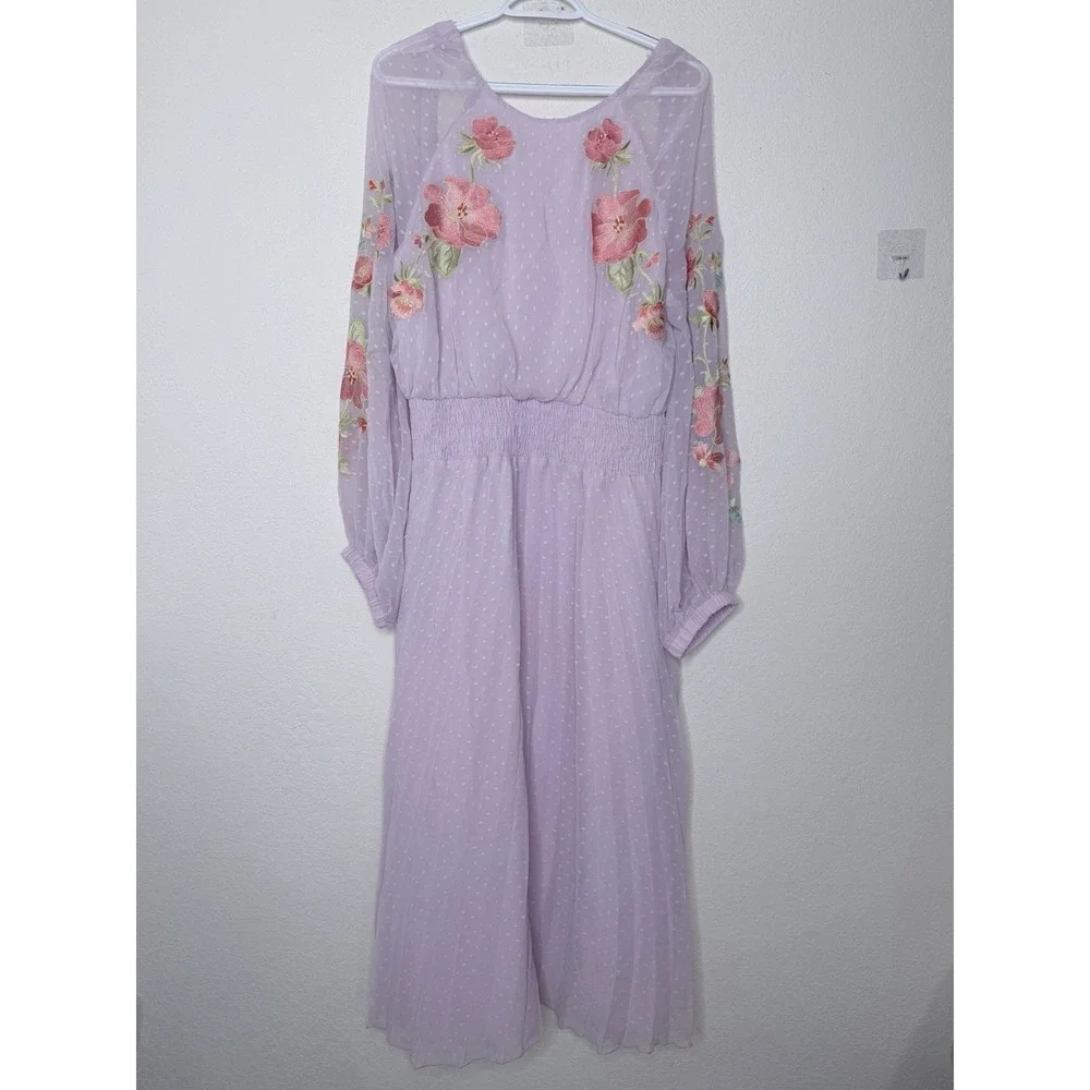 ASOS Maxi Dress Womens 14 Floral Open Back‎ Sheer Mesh Feminine
